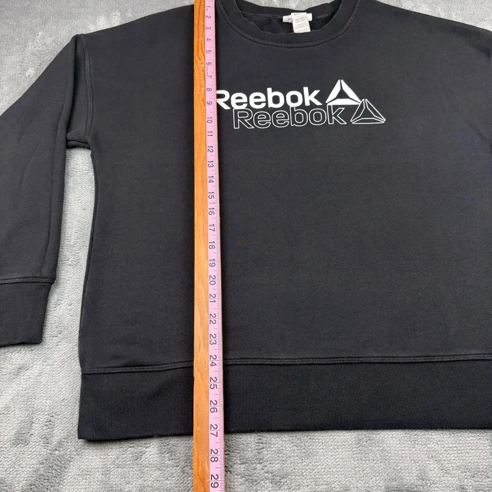 Reebok Mens Black Double Logo Fleece Crewneck Sweatshirt XL REW243TL04 - Picture 8 of 9
